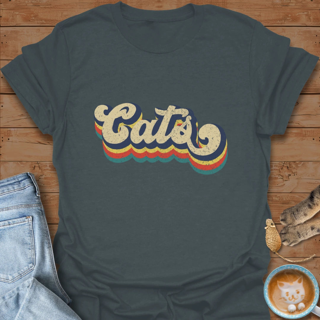 Retro Cat Text T-Shirt
