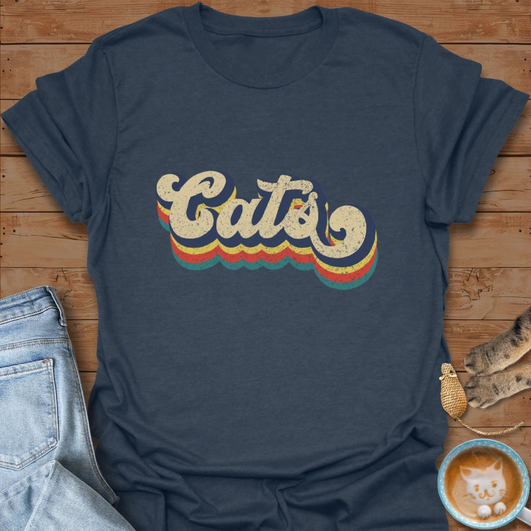 Retro Cat Text T-Shirt