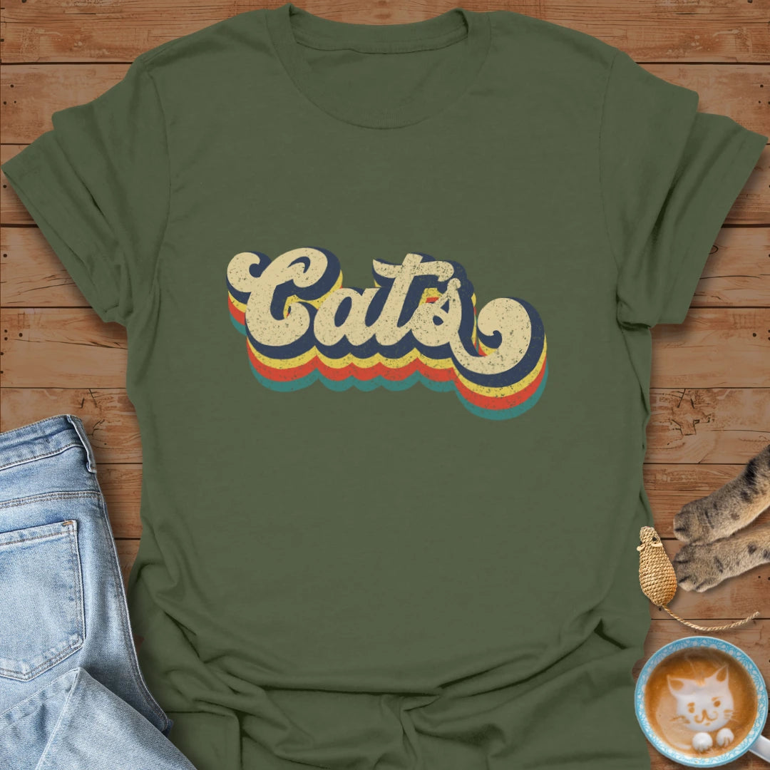 Retro Cat Text T-Shirt