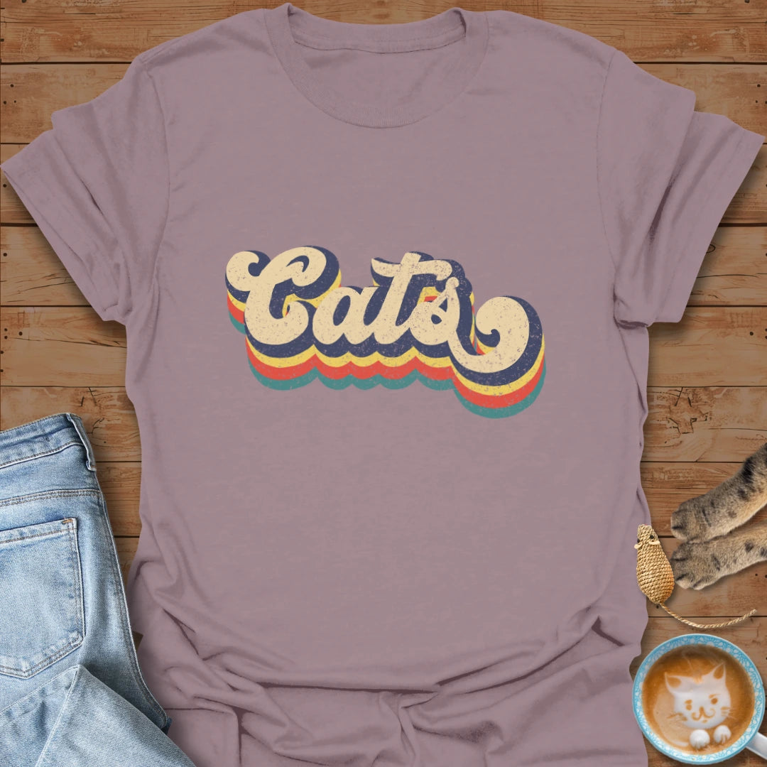 Retro Cat Text T-Shirt