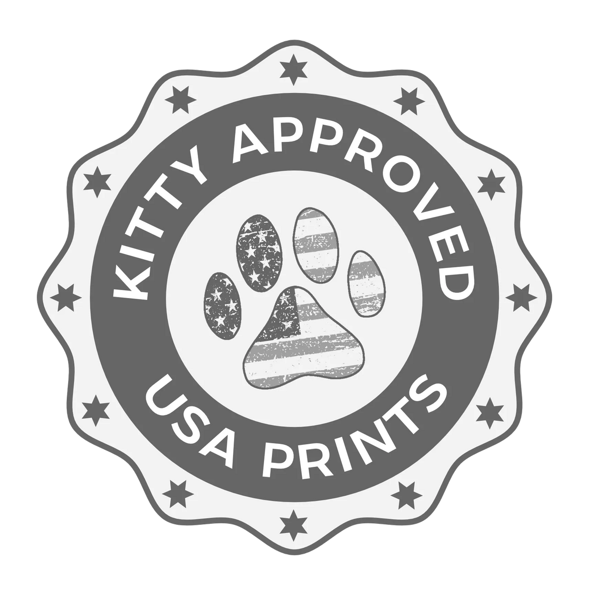Kitty Approved USA Prints badge with US flag cat paw icon